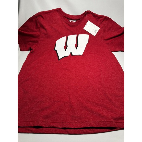 University of WISCONSIN Badgers T Shirt Adult XL Red SS Cotton Poly Blend E5 NEW - Picture 2 of 9